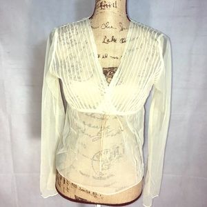 Free people cream Sheer blouse long sleeve Sz Med